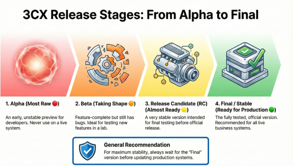 3CX Release Stages Alpha to Final