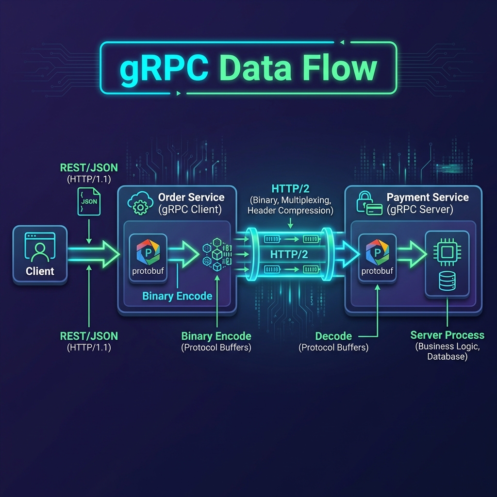 gRPC Architecture and Data Flow Diagram